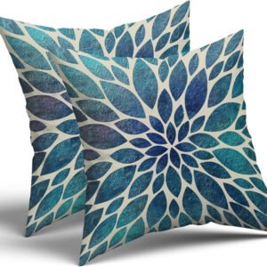 Blue Teal Leaves Cushions
