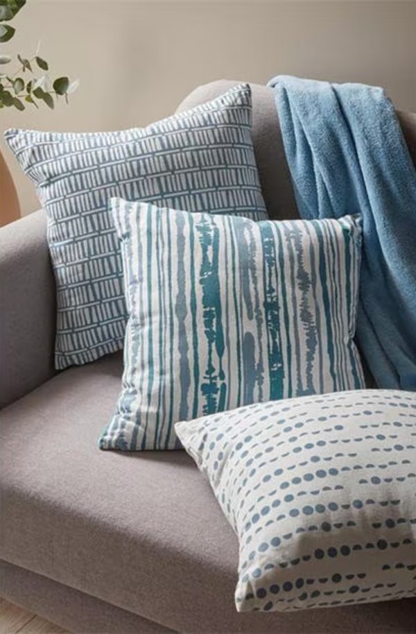 A Set of 3 Coastal Pastel Blue Cushions.