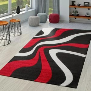 Red and Black Swirl Rug