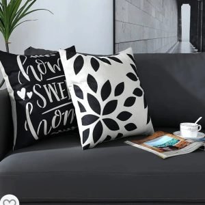 A Set of 2 Black and White Cushions