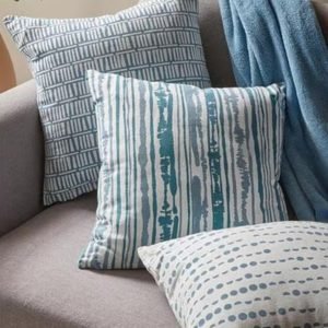 A Set of 3 Coastal Pastel Blue Cushions.