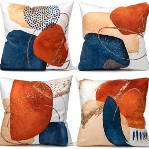 Abstract Peach Blue Cushions