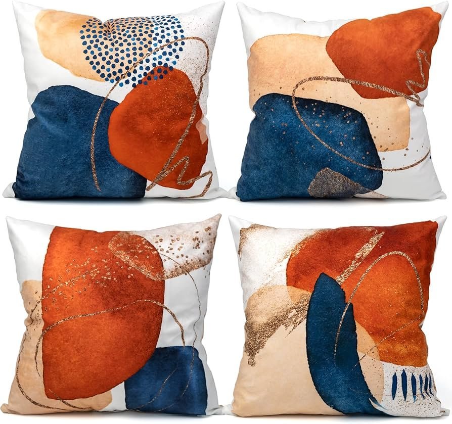 Abstract Peach Blue Cushions