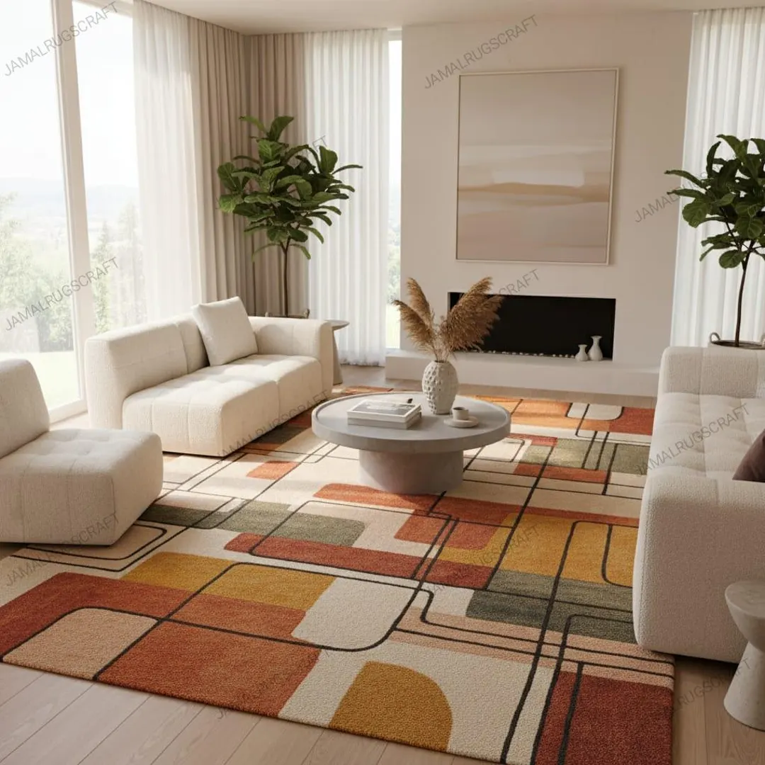 Yellow Geometric Multicoloured Rug