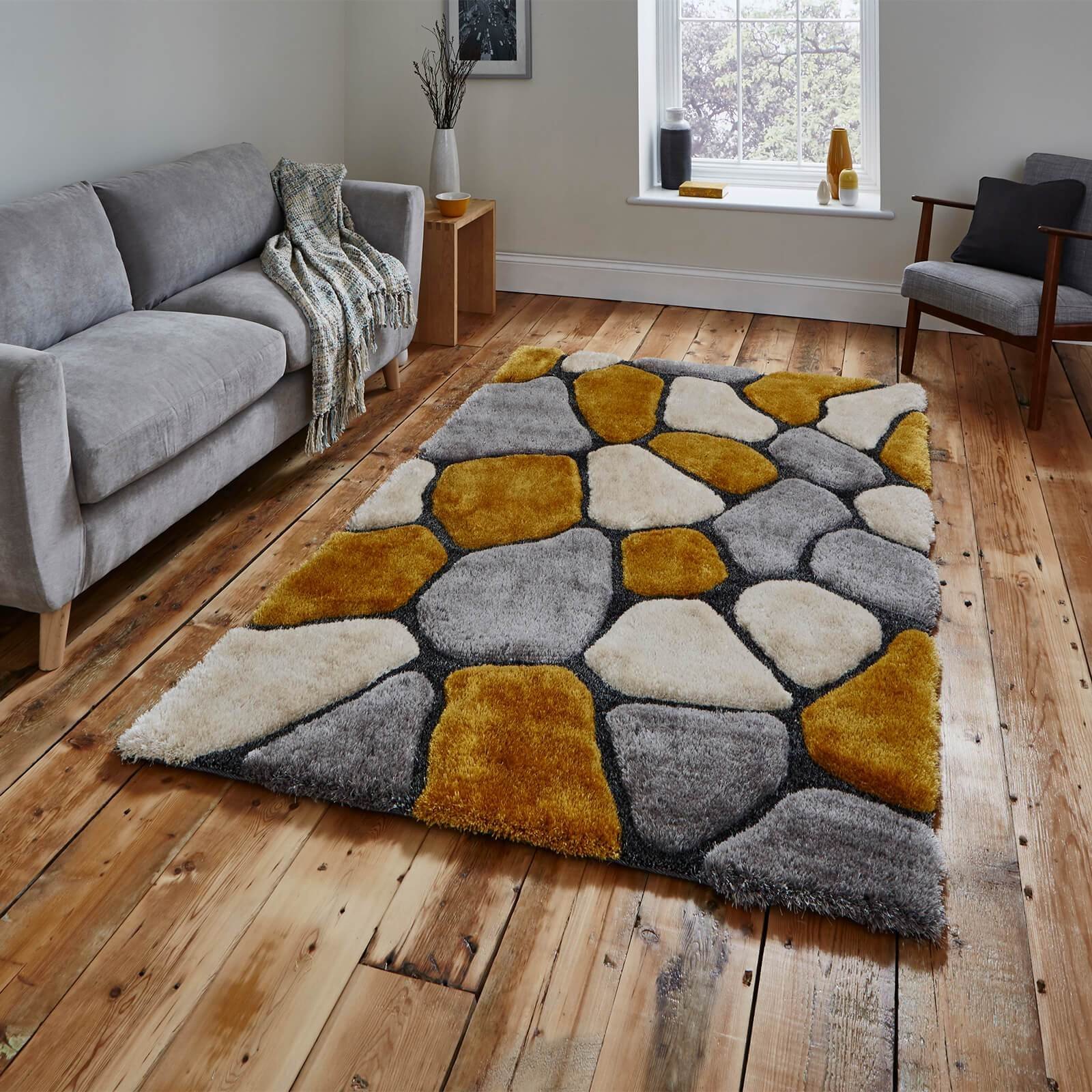 Yellow & Grey Lion’s Paws Shaggy Rug